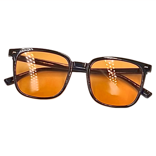 ALEGANT 潮流造型輕量貓眼方框墨鏡 UV400太陽眼鏡, 燦夜橘, 143 x 146 x 46mm