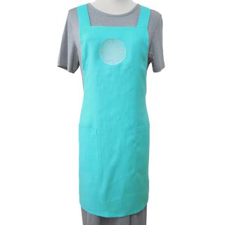 LASSLEY 蕾絲妮 生命之花圍裙 水藍色 65%棉 35%麻 H型肩帶, 1件