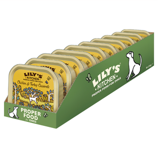 LILY'S KITCHEN 莉莉廚房 英國原裝進口 雞肉火雞砂鍋 營養餐盒 成犬濕糧, 150g, 10盒