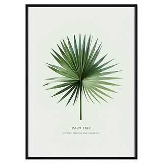 菠蘿選畫所 放鬆假期棕櫚葉掛畫 (59.4 x 42cm) 畫框 簡約風格 營造清新自然氛圍, 黑色