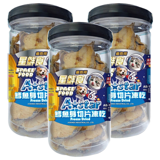 A star 貓犬用凍乾 低溫真空乾燥 純天然食材 無添加, 鱈魚身切片, 65g, 3罐