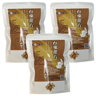 SUNFOOD 太禓食品 台東薑片 無添加老薑片 乾薑片, 100g, 3包