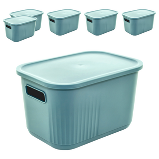 dayneeds 日需百備 Q萌撞色系附蓋收納盒/整理盒/雜物盒/零食盒 SN10-M-BU3, 藍色, 6個