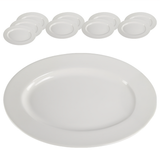 TATUNG 大同磁器 橢圓長皿 9吋, 白色, 10個