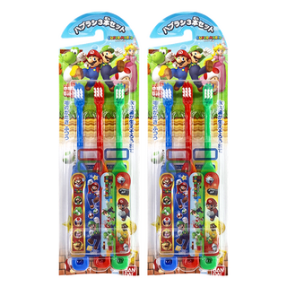 BANDAI 兒童用軟毛牙刷 附貼紙 日本製造, 瑪利兄弟, 3件, 2組