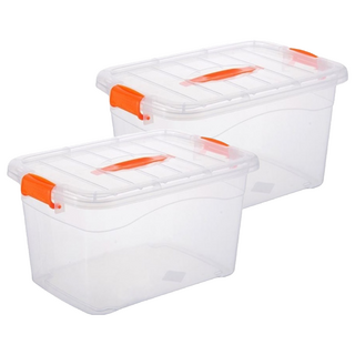 糖果色手提收納箱 帶滑輪, 透明, 2個