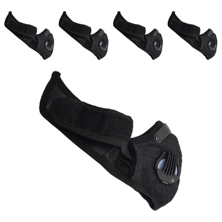 理享家 3D立體活性碳防空汙運動口罩 兒童用 掛耳設計 彈力綁帶, 1包, 5個裝, 純黑色