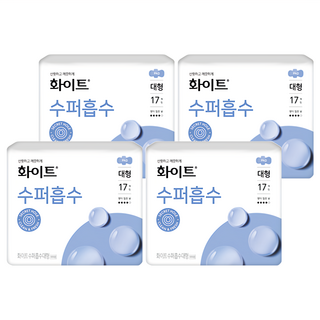 WHITE 超吸收蝶翼衛生棉 大號 17片, 28cm, 4包