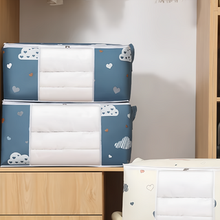 E.City 雲朵視窗衣物棉被收納袋, 60x40x30cm, 無紡布+PVC視窗, 防潮防塵防水, 款式隨機, 3個