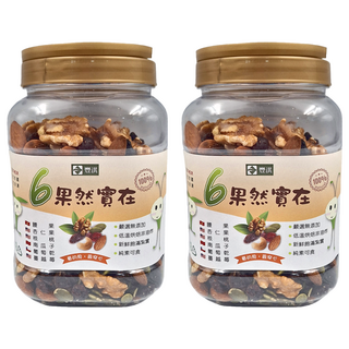 果然實在 綜合堅果 無調味 腰果 杏仁果 核桃 南瓜子 葡萄乾 蔓越莓 無添加 低溫烘焙 520g, 2罐