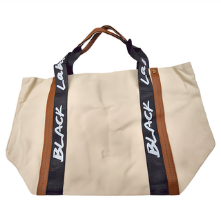 韓系時尚帆布托特包 364克, 白色、黑色(隨機出貨), 49 x 37 x 30 x 16.5cm、肩帶長度 : 45cm