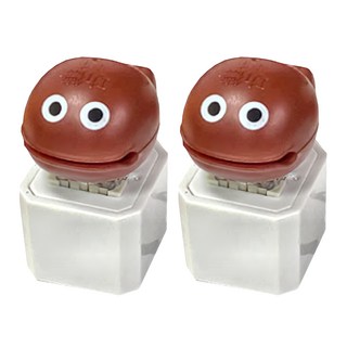 立體造型按鍵鑰匙圈 可愛解壓小物 按下發光&清脆響聲 顏色: 紅色/紫色/天藍, 棕木魚, 2個