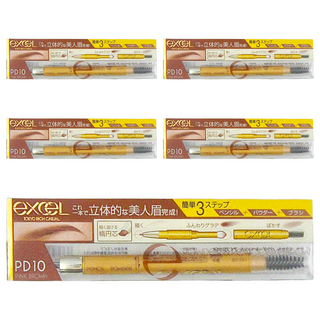 日本 excel 3合1 持久造型眉筆 PD10 紅莓棕, 5支
