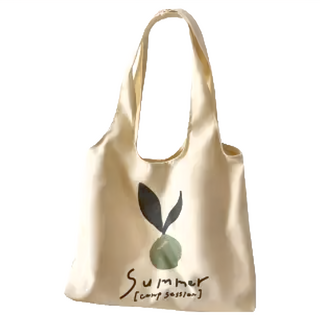 E.City 塗鴨風水果圖案單肩提袋 帆布 提把高約26cm