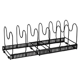 伸縮鍋蓋架, 金屬材質, 一組 (七支架兩伸縮底座), 黑色, 1個