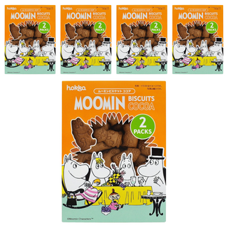 hokka 北陸製菓 嚕嚕米造型餅乾 可可亞 2包裝, 72g, 5包