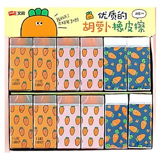 PINKFOOT 胡蘿蔔橡皮擦 Set 3款, 粉色.海軍藍.橙色, 36個