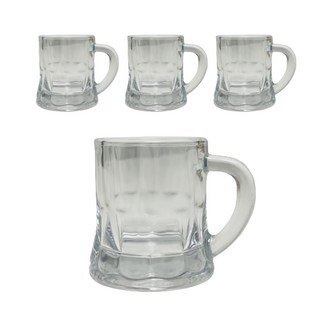 Hae Room 迷你手柄燒酒杯 60毫升 4入 玻璃材質 可重複性使用, 透明色, 1組