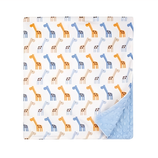 HUDSON BABY Pureal 純真兔 安撫舒眠荳荳柔毯 長頸鹿, 藍色