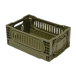 瓦特 工業風收納盒 6L 可疊加 折疊收納, 軍綠色, 1個