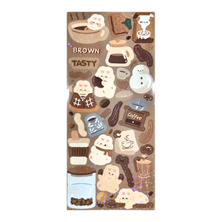 德德小品集 裝飾貼紙 3個, 奶油摩卡, 1組