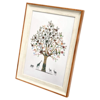 TRENY 歐款獎狀證書相框 木材 PS塑膠 可掛於牆上 直立/橫放兩用, A4, 雙色白木, 1個