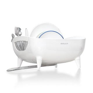 NIneware 餐具瀝水架, Volume Series Compact, 白色, 1層, 1個