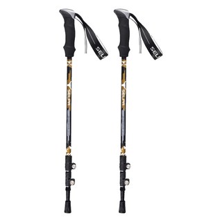 SELPA 破雪7075鋁合金外鎖登山杖, 黑色, 2支