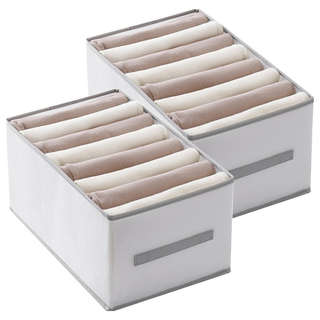 QLZHS 衣物分格收納盒12格 43 × 25 × 17cm 灰色, 2個