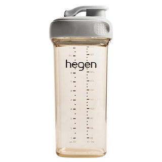 hegen 金色奇蹟PPSU多功能方圓型寬口水瓶 330ml, 柔軟奶嘴, 防脹氣排氣閥, 霧灰, 1個