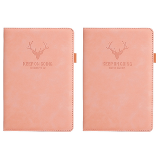 德利生活 羊巴皮A5筆記本, 加厚, 14.5*21cm, 80克道林紙, 180張/360頁, 粉色, 2本