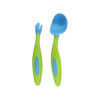 b.box 專利 9個月以上適用 獨特設計 含便攜盒, 叉子 + 湯匙, 藍色, 1組