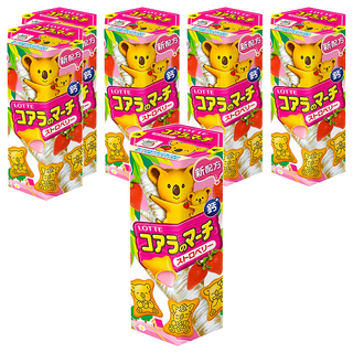 LOTTE 樂天 小熊餅 草莓風味 清爽酸甜 餅乾上印有樂天小熊, 37g, 6盒