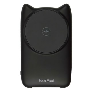 Meet Mind 閃電貓磁吸無線快充行動電源 10000mAh 雙TypeC孔 自帶雙線, MP1109-LC, 黑色