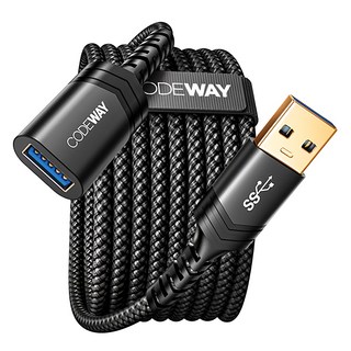 CODEWAY USB 3.0 5Gbps 公對母 高速傳輸延長線, 2m, 黑色, 1條