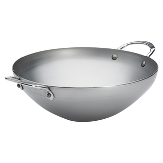 de Buyer 畢耶 原礦蜂蠟系列 雙握耳中華鐵炒鍋, 28cm, 1個