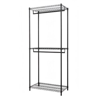 dayneeds 日需百備 荷重型烤漆三層雙桿衣櫥置物架 1個, 黑色