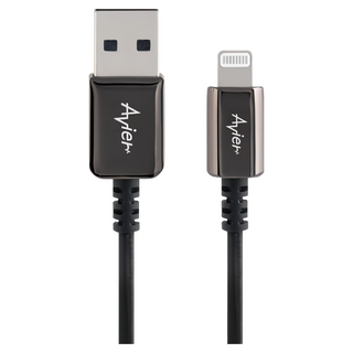 Avier CLASSIC USB A-Lightning 編織高速充電傳輸線, 180cm, 黑色, 1個