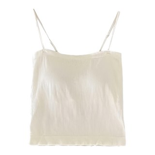 冷霧華夫格細肩小可愛 - 高彈力材質 親膚 固定胸墊罩杯, F, 白色, 1件