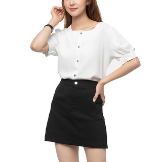 CARET 女款素色彈性褲裙，A字版型，提供S/M/L/XL各種尺寸, S, 黑色