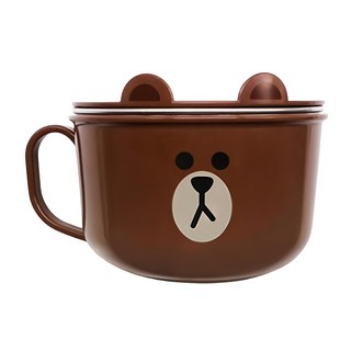 LINE FRIENDS 不鏽鋼湯杯, 熊大 棕色, 1個