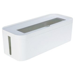 litem. 里特 電線收納盒 底部簍空設計 雙側開孔設計 透明蓋, 象牙白, 1個