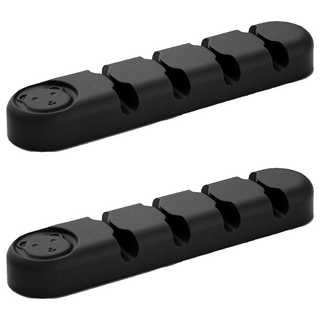 Timo 小熊造型 4孔收納桌面整線器 黑色, 2個