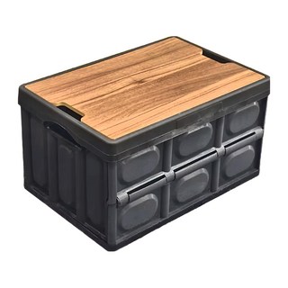 木蓋收納箱 可摺疊設計 嚴選PP材質 凹槽設計, 質感黑, 1個