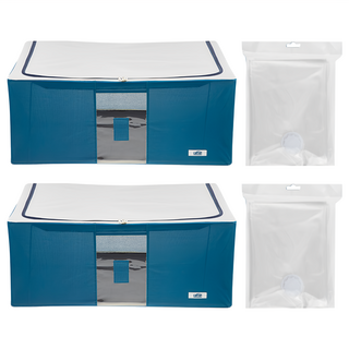 comet 床底收納箱 112L + 透明真空壓縮袋, 海軍藍, 2組
