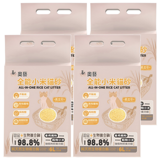 AOYI 奧藝 黃金甲系列 全能小米貓砂, 2.4kg, 4包, 小米清香