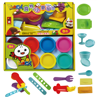 FOOD超人 動物篇小麥黏土8色，附14件工具，培養創造力, 8色, 841g, 1盒, 風車圖書