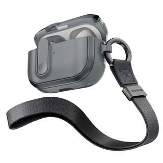 MAGEASY Odyssey with Wrist Strap 抗衝擊磁扣手繩耳機殼, AirPods Pro 1&2, 1個, 金屬灰藍