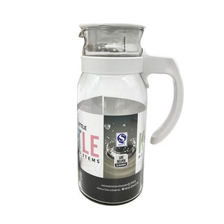 玻璃冰箱冷水壺 直徑9cm窄型瓶身設計 耐熱玻璃+PP聚丙烯, 顏色隨機, 1.1L, 1個