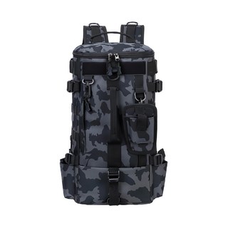 JAR嚴選 戶外防水多功能雙肩背包, 深藍迷彩